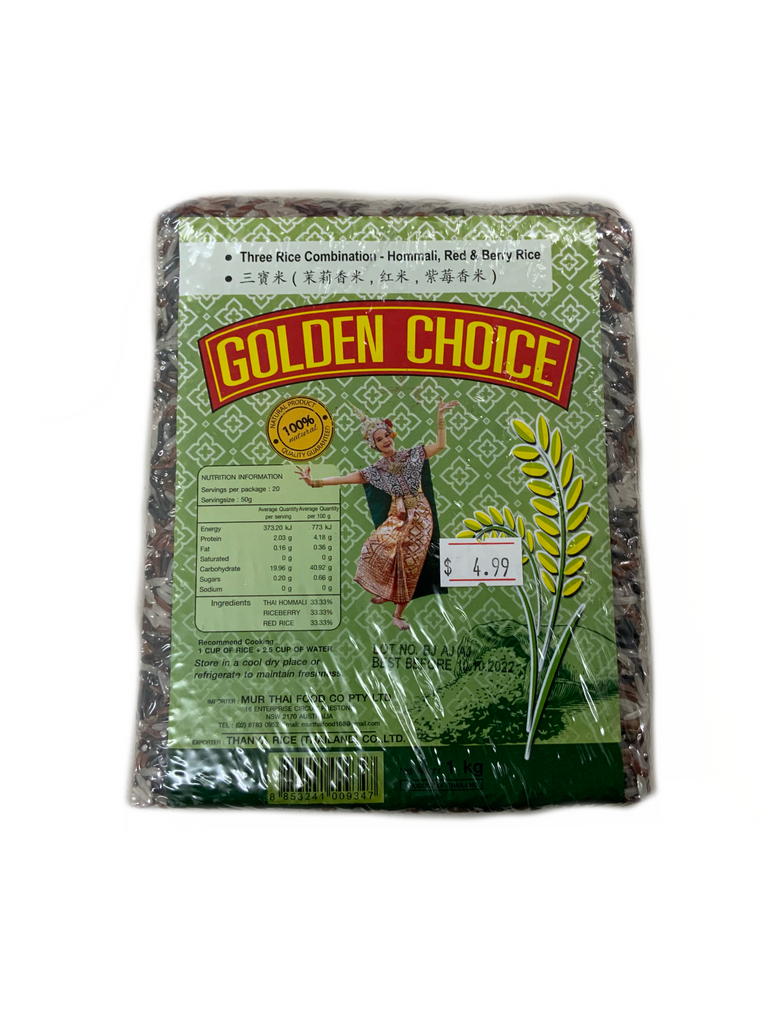 Golden Choice Three Rice Combination - Hommali, Red & Berry Rice 1kg